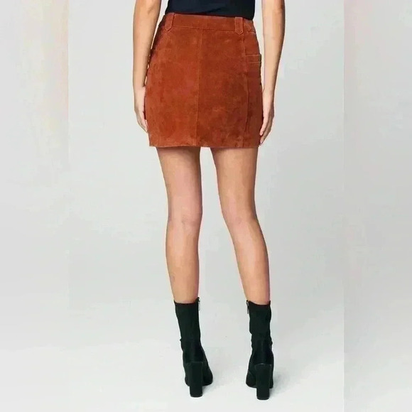 BLANKNYC Sun Valley Skirt 31 Rust Sedona Red Bohemian 70s Suede Mini Length NWT - Picture 3 of 11